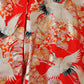 Kimono Uchikake Vermilion-Red FlyingCrane Plum Embroidery GoldLeaf SilverLeaf Japanese Traditional Clothing Japan