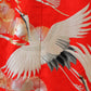 Kimono Uchikake Vermilion-Red FlyingCrane Plum Embroidery GoldLeaf SilverLeaf Japanese Traditional Clothing Japan