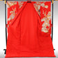 Kimono Uchikake Vermilion-Red FlyingCrane Plum Embroidery GoldLeaf SilverLeaf Japanese Traditional Clothing Japan