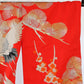 Kimono Uchikake Vermilion-Red FlyingCrane Plum Embroidery GoldLeaf SilverLeaf Japanese Traditional Clothing Japan