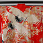 Kimono Uchikake Vermilion-Red FlyingCrane Plum Embroidery GoldLeaf SilverLeaf Japanese Traditional Clothing Japan